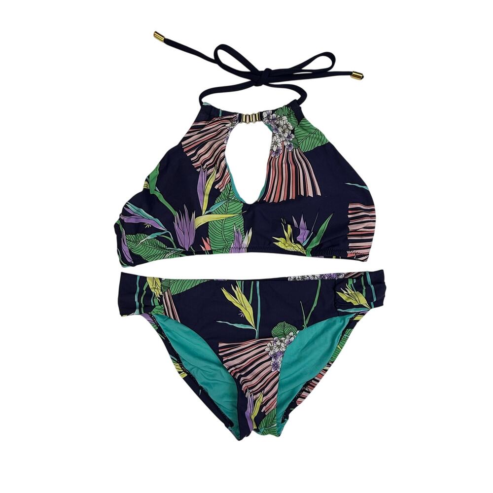 Trina Turk Tropical Floral Halter Bikini Set US 8 Resort Swimwear